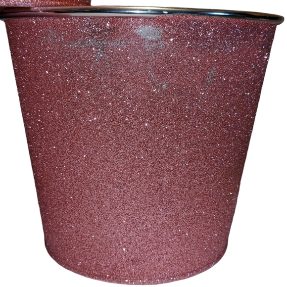 Pink Glitter Covered Metal Pail Planters Set of 3 - Picture 7 of 12